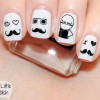 mustache dandy hipster black and white nails
