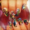 neon colors rhinestones fancy french nails