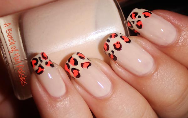 neon leopard tips neutral french nails