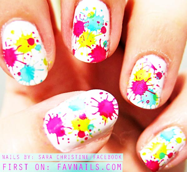 neon summer splatter nails