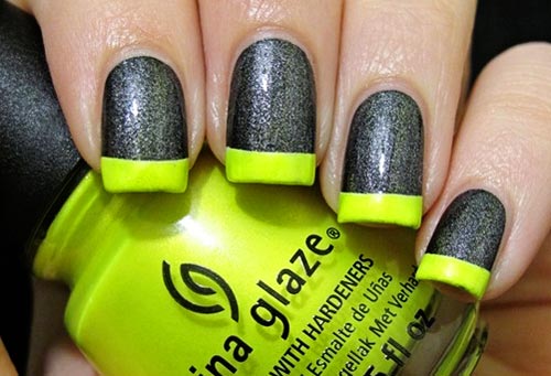 neon tips silver nails