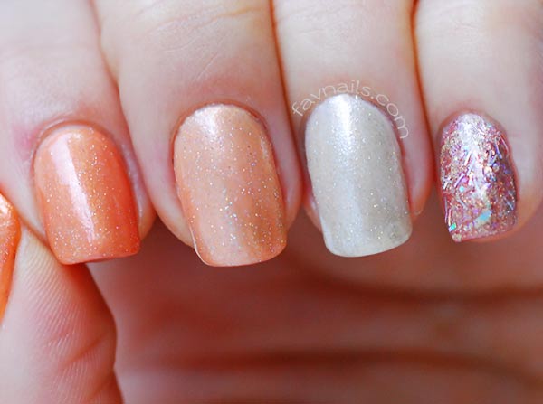 orange gradient holo glitter fall nails