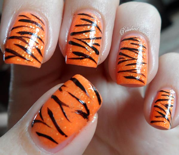orange zebra nails