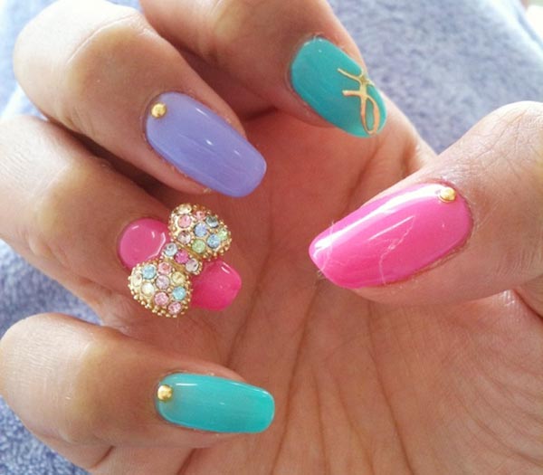 pastel girly precious nails