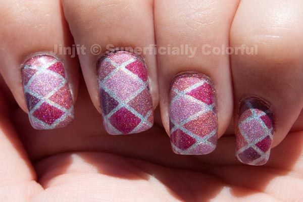 pink diamonds shimmer nails