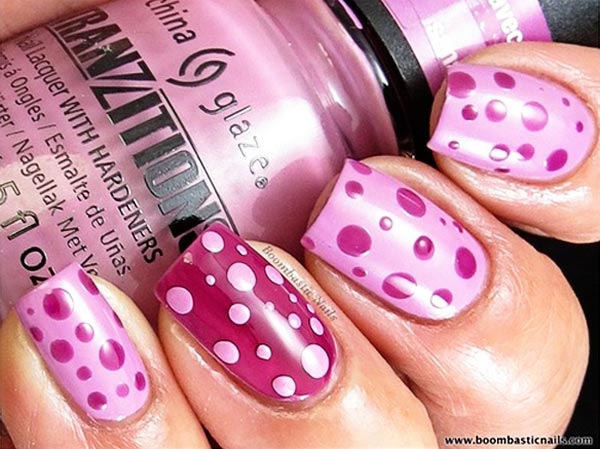 pink dots on pink nails