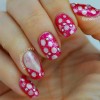 pink dotted french bow studded girly nails