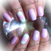 pink gradient dotted heard accent lovely nails