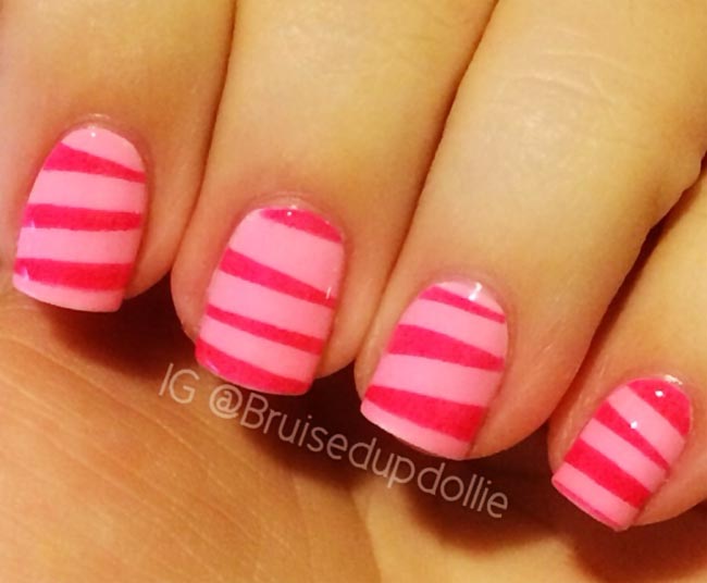 pink marbled candy nails