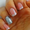pink shimmer grey glitter french wedding nails