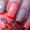 polka dots striped grey coral nails