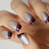 purple gradient tips silver textured nails