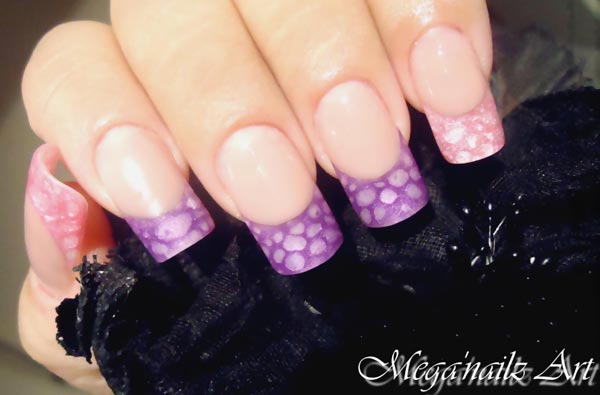 purple pink tips long french nails