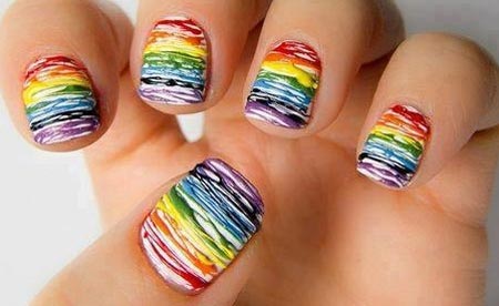 rainbow splatter nails