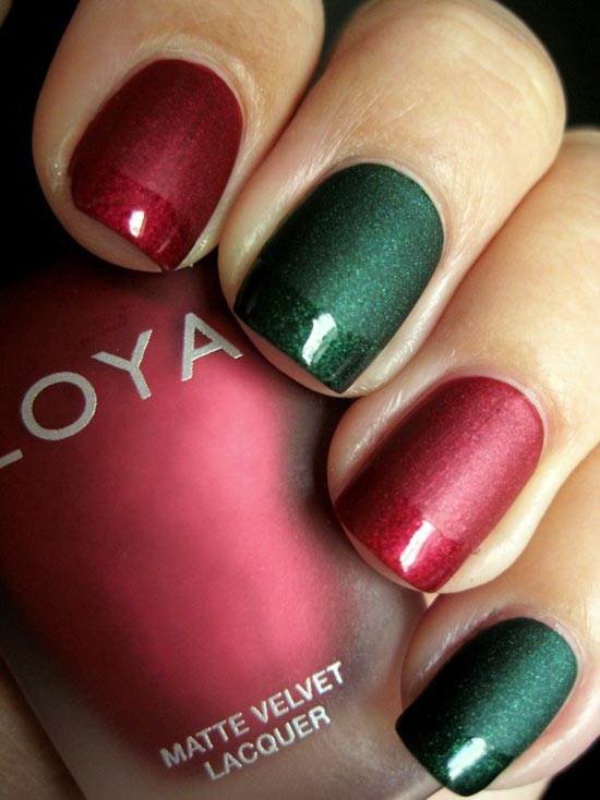 red and green christmas nails - Favnails