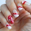red white wavy french snowflakes christmas nails