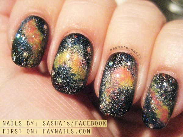 shimmer glitter galaxy nails
