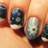 snow snowflakes holo stamped winter nails