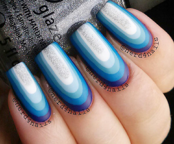 silver blue original ombre nails