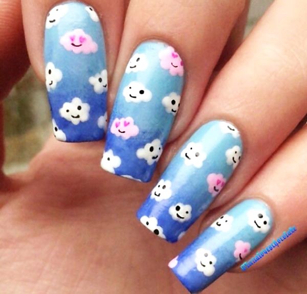 smiling clouds blue sky nails