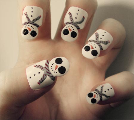 snowmen winter nails