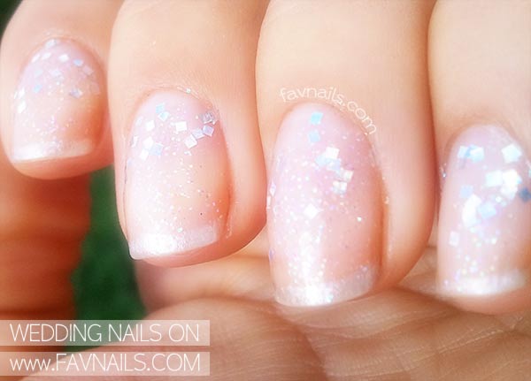 soft pink shimmer glitter wedding nails