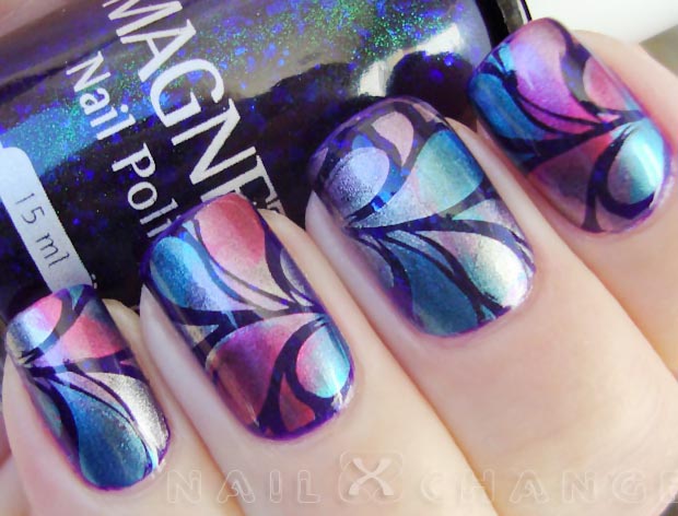 stamped butterfly chrome nails