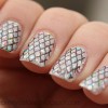 stamped fishnet over glitter nails
