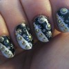 stamped studded black and white nails