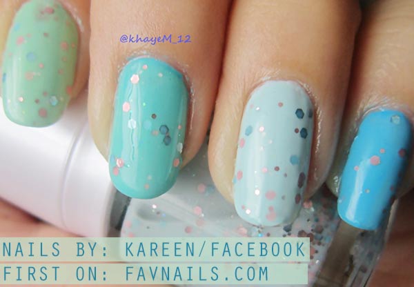 teal blue glitter gradient nails