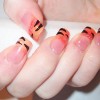 tiger orange glitter french nails