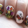 tulips crab spring stamped fun nails