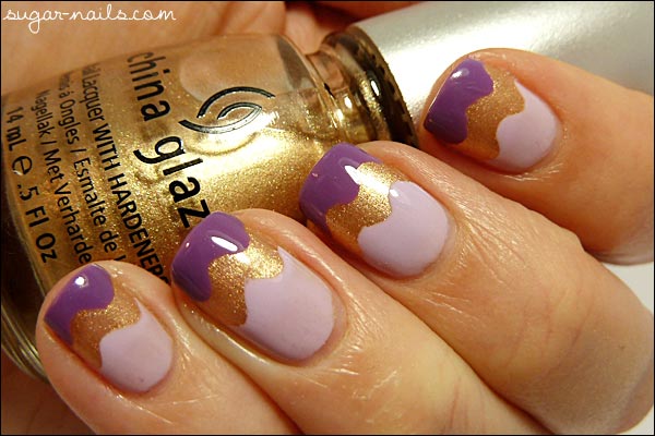 waves purple gold nails