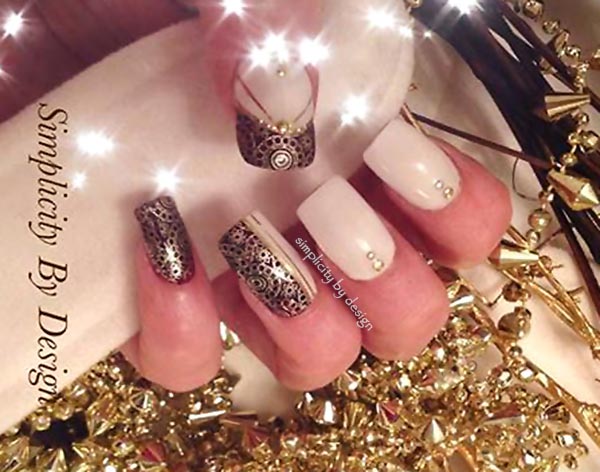 white gold party new year's eve nails