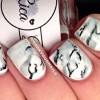 white grey black marble nails