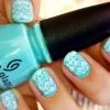 white lace stamped turquoise nails