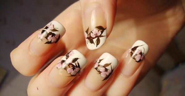 white tips flowers spring french nails