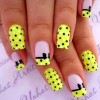 yellow dotted french bow joyful nails