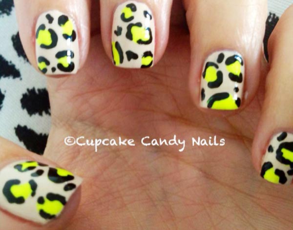 yellow leopard on short nails