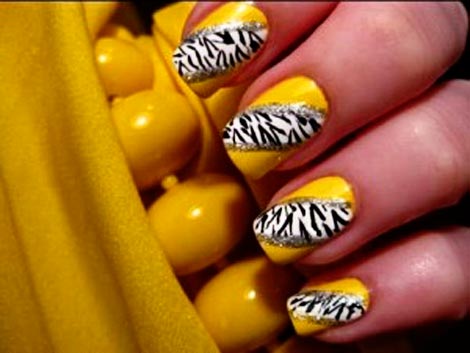 zebra neon nails