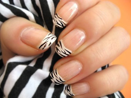 zebra tips french nails